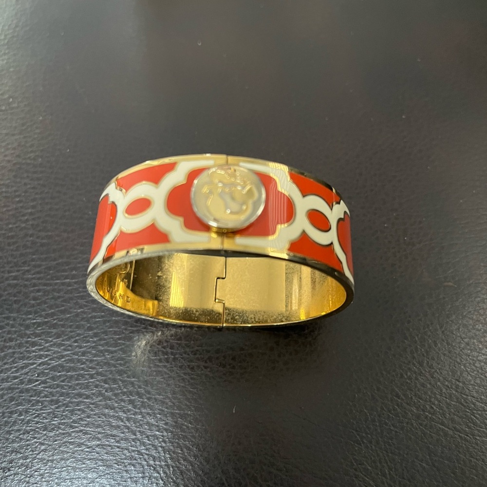 Gold and Orange Enamel Bracelet